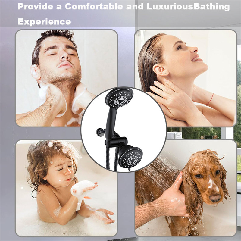 24-Function Dual Shower System – 4" High-Pressure Rainfall & Handheld Combo With Stainless Steel Hose & Patented 3-Way Diverter
