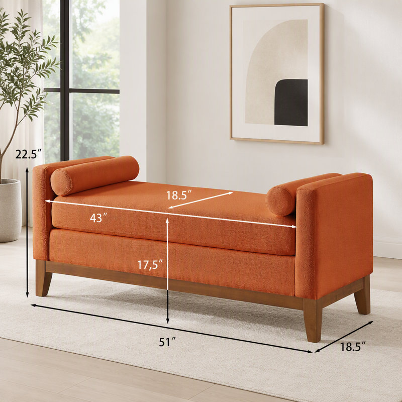 Grand repose-pieds rembourré en tissu avec coussins, Orange
