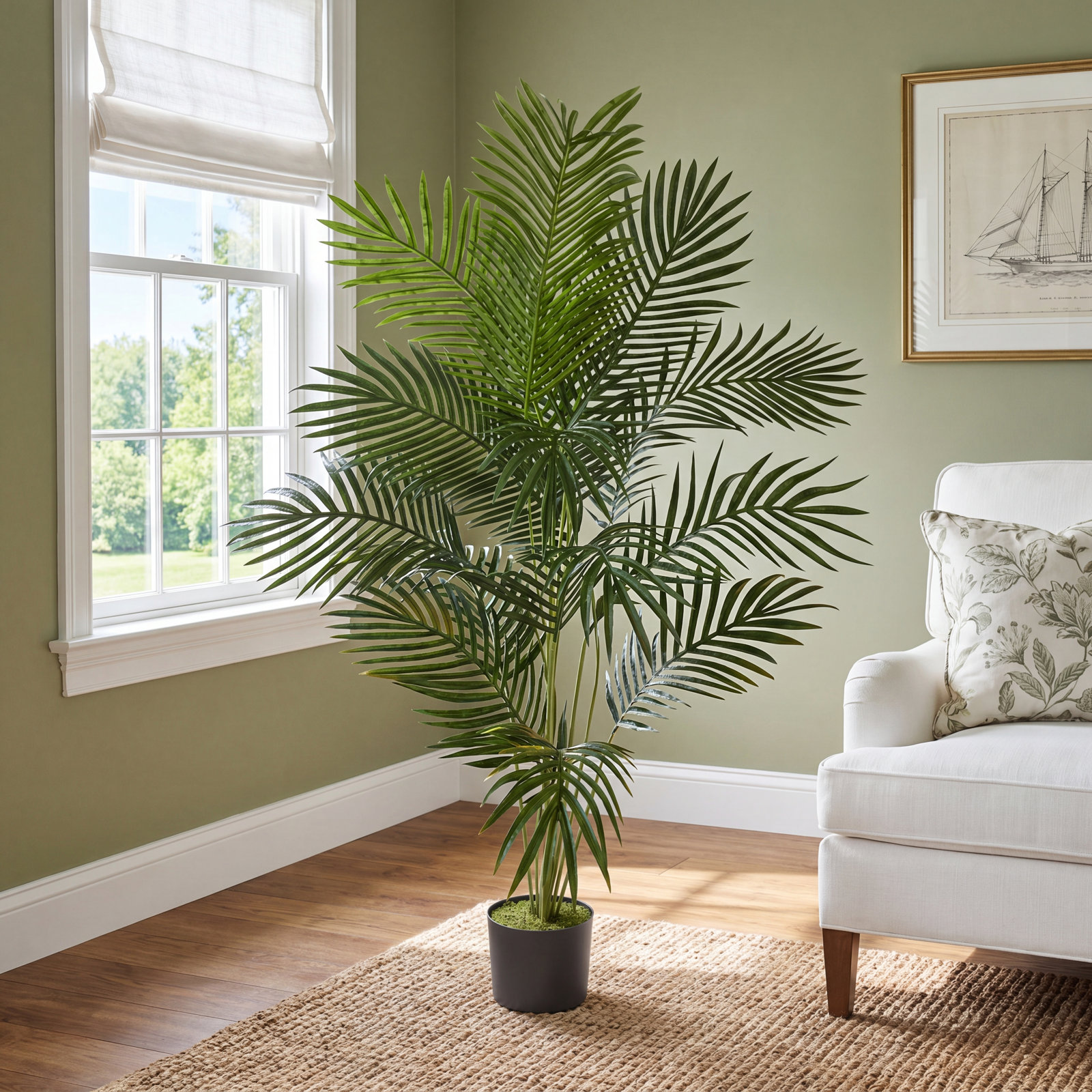 Thisbe Faux Palm Plant in Pot, 60" H x 46" W x 44" D
