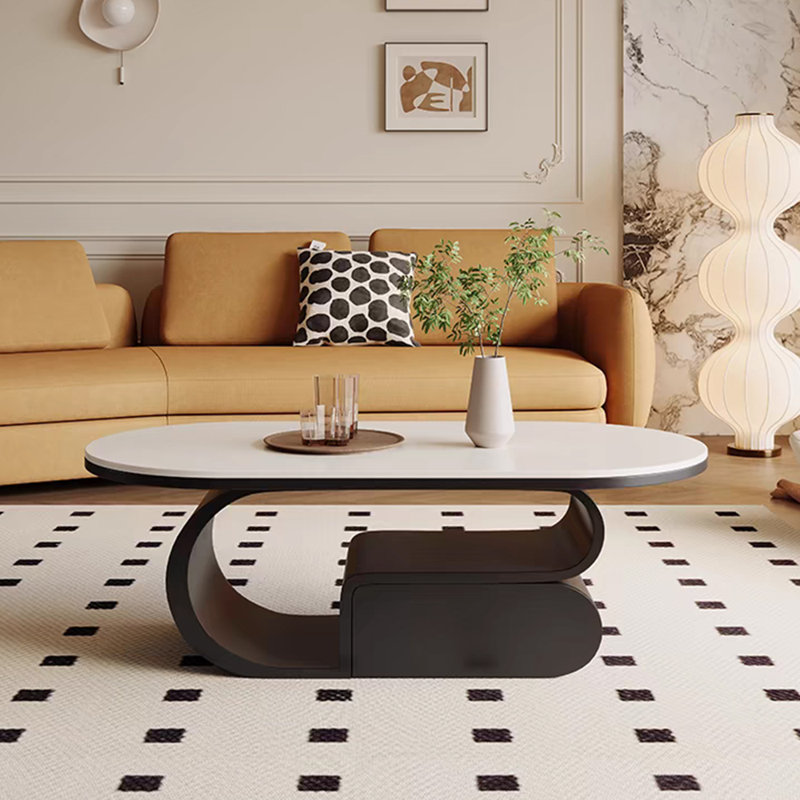 Table basse légère et luxueuse, Blanc, Noir