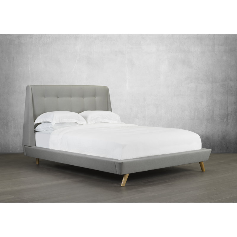 Lit plateforme en tissu d’ameublement Brothers, Double, Gris