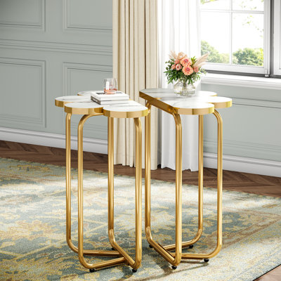 Set Of 2 Gold End Table Side Beside Table For Living Room, Bedroom