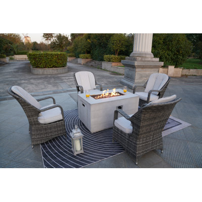 Algird Wicker 4 - Person Patio Conversation Set with Cushions