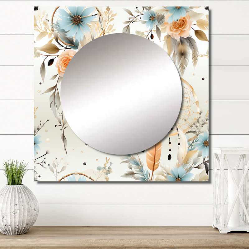 Dreamcatchers - Motif bohémien et grand miroir éclectique pour décoration murale, 23 po x 23 po