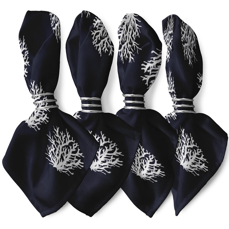 Tawanda Polyester Floral Square Napkin, Navy