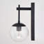 Applique murale d'extérieur contemporaine noire matte 1 lumière H 12 po Davidson en métal durable, abat-jour en verre transparent, compatible avec les DEL, utilisable pour une porte d'entrée de patio ou de garage