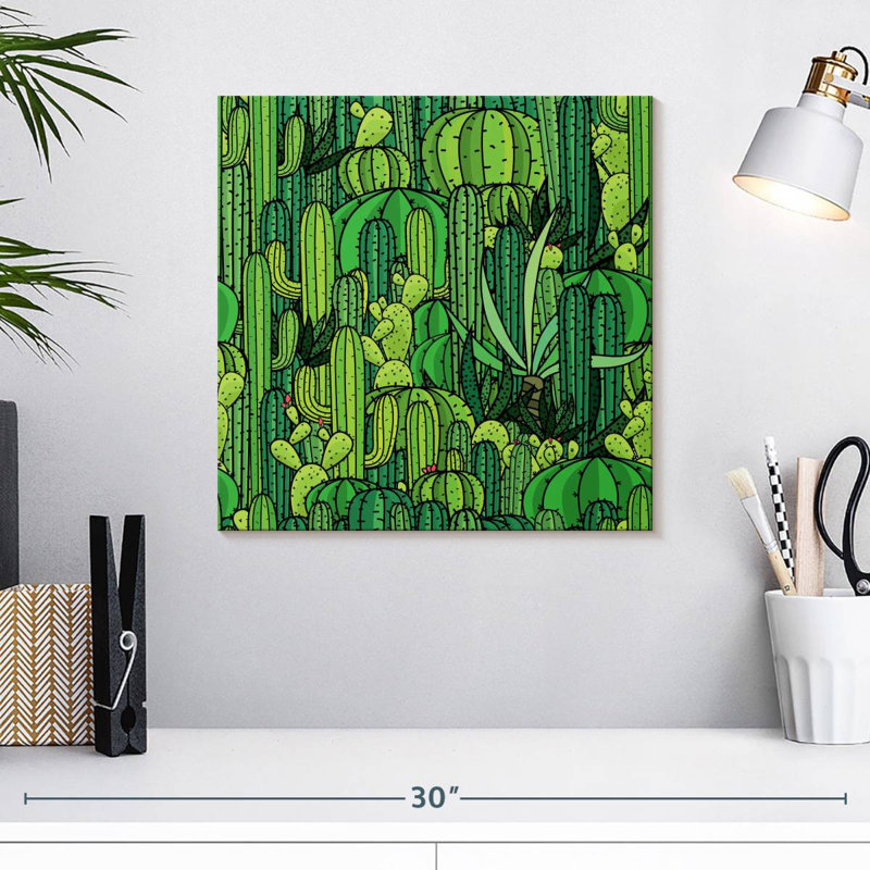 Harnek Green Cactus Pattern, 16" H x 16" W