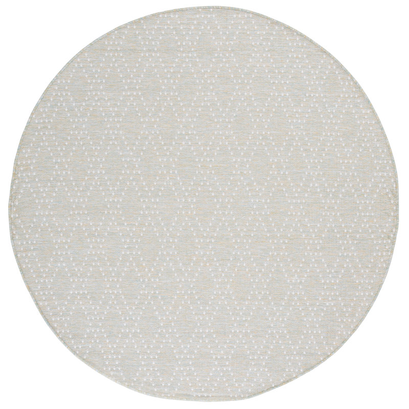 Edgeware 850 Polypropylene/Polyester Geometric Indoor/Outdoor Rug in Light Green/Yellow, Round 6'7"