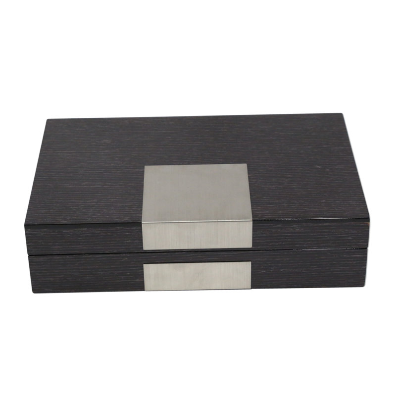 Boîte à bijoux avec boutons de manchette, Gris acier