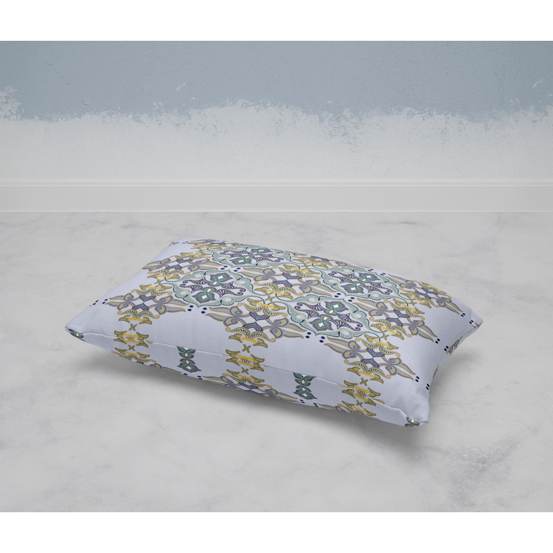 Floral Elegance  Rectangular Throw Pillow, Blue/Yellow