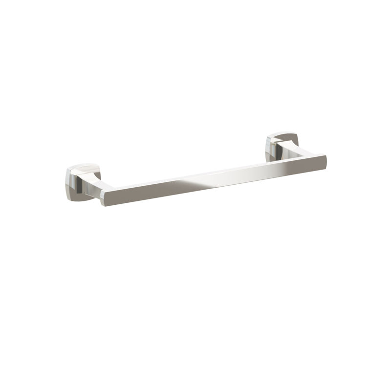 Porte-serviettes évasé transitionnel 9 po avec rosette carrée Emtek, Nickel poli, H 1,625 po x L 13,375 po x P 3,125 po
