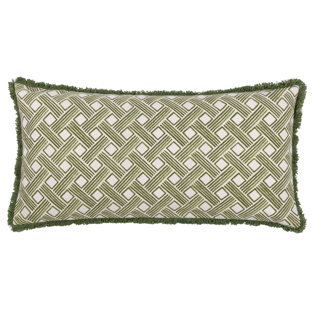 Alexa Geometric Green Rectangular Throw Cushion