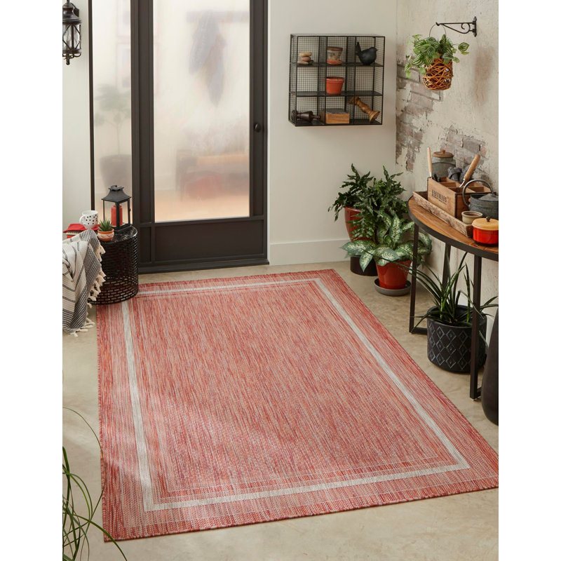 Tapis intérieur / extérieur Sevinc, Rouge, Rectangle 4 pi 1 po x 6 pi 1 po