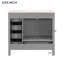 Meuble-lavabo gris 36 po avec lavabo en céramique, structure en bois massif, portes à fermeture en douceur et 5 tiroirs de rangement-117451858