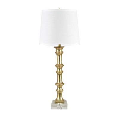 31.75" Crystal Table Lamp With White Shade