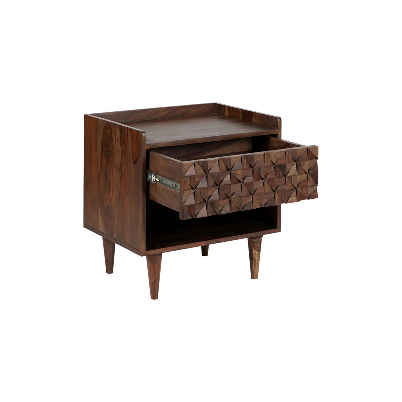 Table de chevet en bois massif Quinta, Brun
