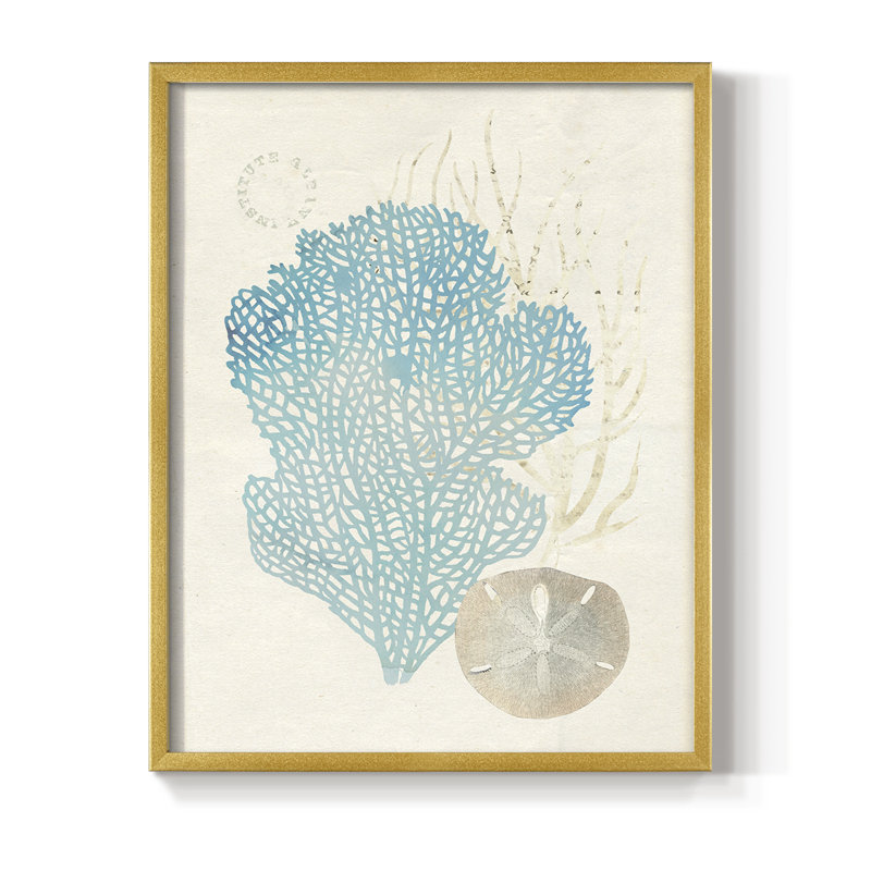 «Quiet Coral I», reproduction encadrée - bois massif, H 30 po x l 24 po, Doré