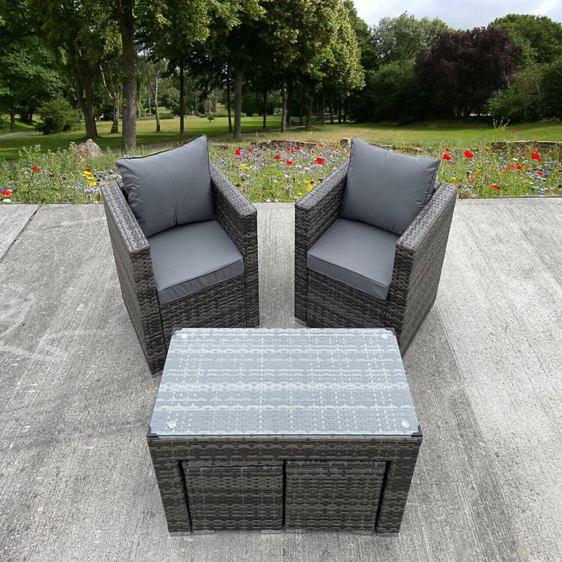 Rattan Wicker Garden Outdoor 3 Three Seater Sofa Conservatory Furniture Patio Coffee Table Stools Storage Dining Set Grey