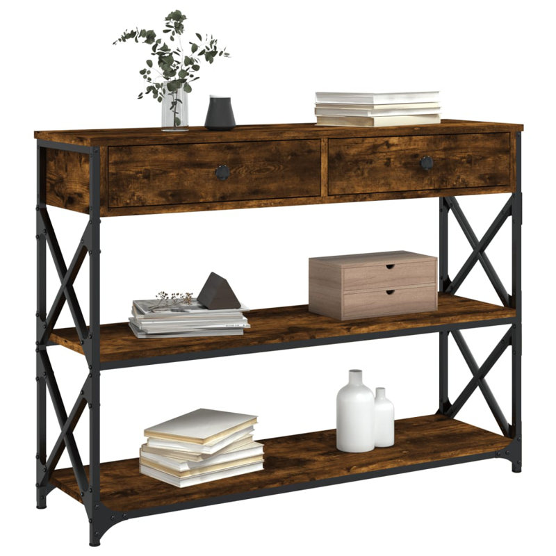 Console Table, 75cm H x 100cm W x 28cm D, Smoked Oak
