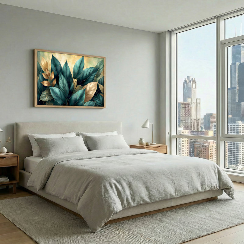 Ensemble de 1 tableau sur toile vert feuillu, H 24 po x l 36 po, Naturel