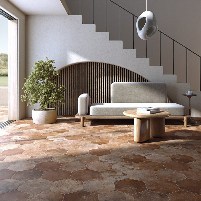 Archai Hex 9-1/8 In. X 10-1/2 In. Porcelain Floor And Wall Tile, Brown