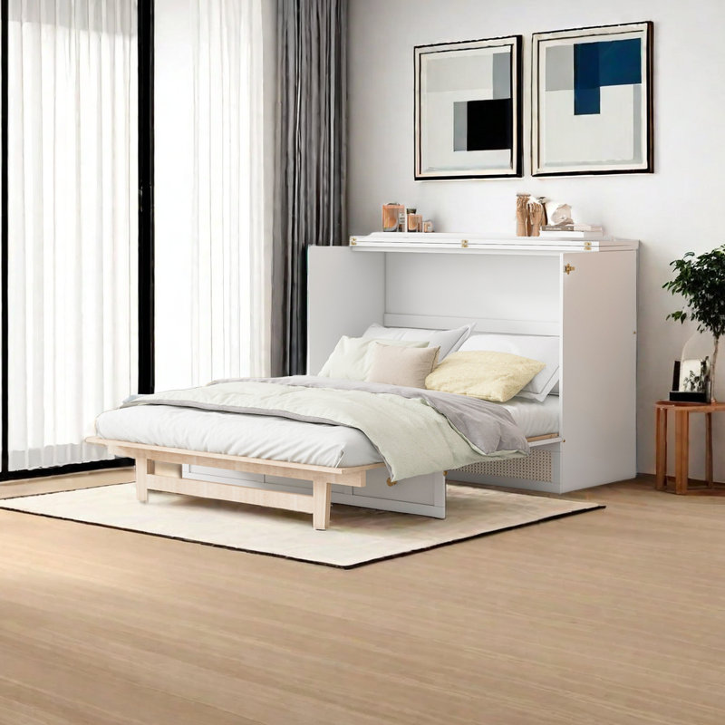 Lit escamotable Caelyn Murphy, Double, Blanc