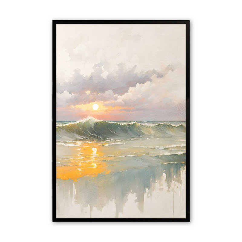 Golden Waves at Sunset I Print, Noir, H 15 po x l 12 po