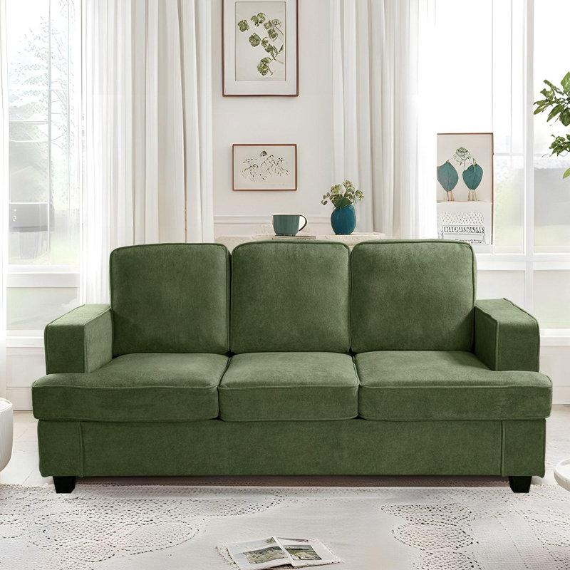 Soft upholstery cushion back Sofa, Green Velvet