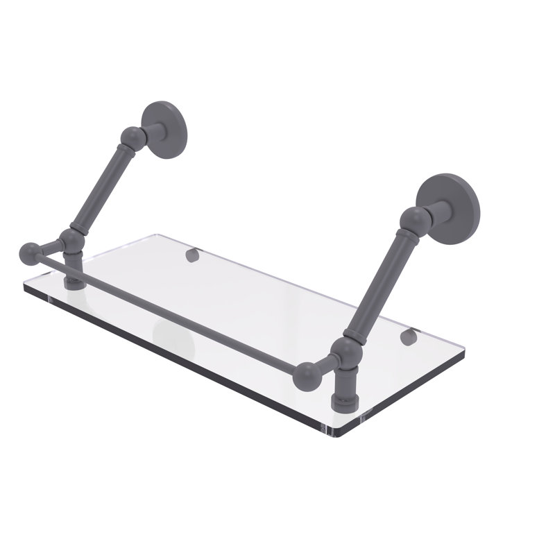 Tablette flottante Dalston avec barre de galerie, Gris mat, H 8 po x l 18 po x P 8,6 po
