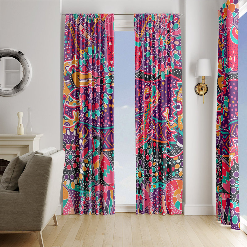 Panneaux de rideaux géométriques semi-transparents, L 40 po x L 82 po