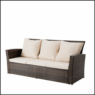 67.7-Inch All-Weather Wicker 3-Seat Patio Sofa, Durable And Comfortable For Outdoor Relaxation