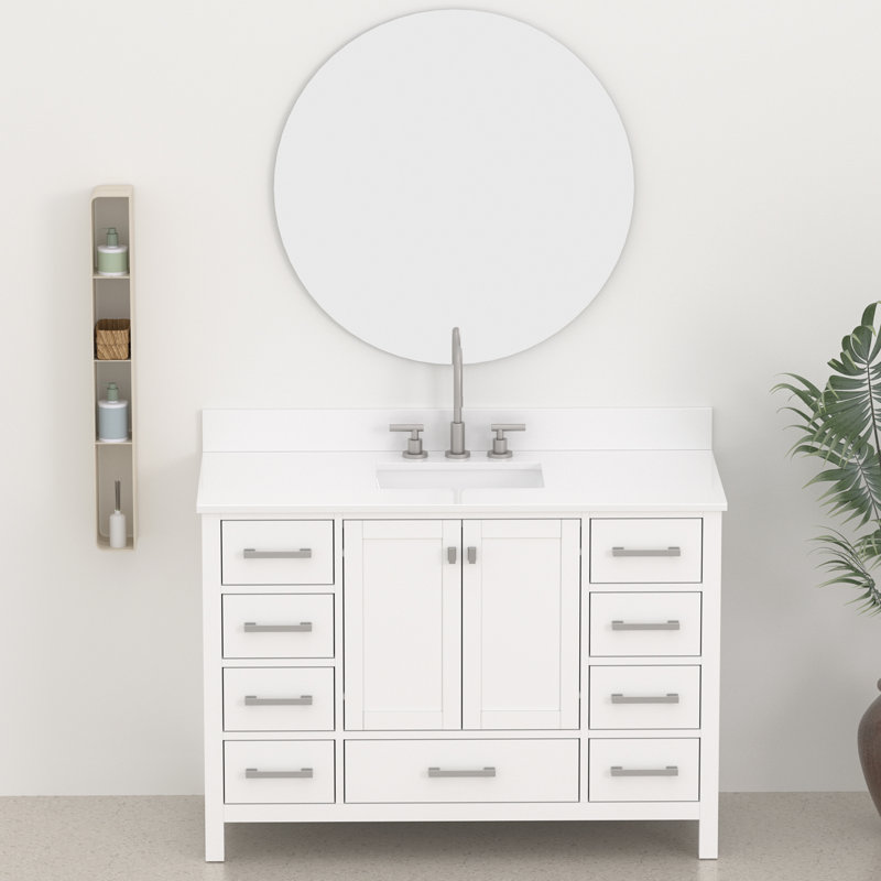 48”white Quartz Stone Bathroom Vanity Top Backsplash