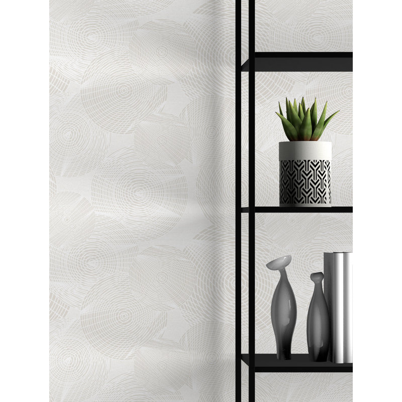 Fornasetti Circles 33' L x 20.5" W  Wallpaper Roll, Cream/White