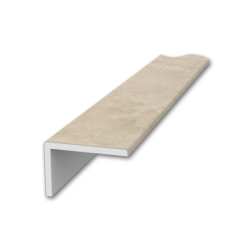 FlexStone 3" x 95" Remodel Trim with 2" Lip in Creme Travertine, Creme Travertine