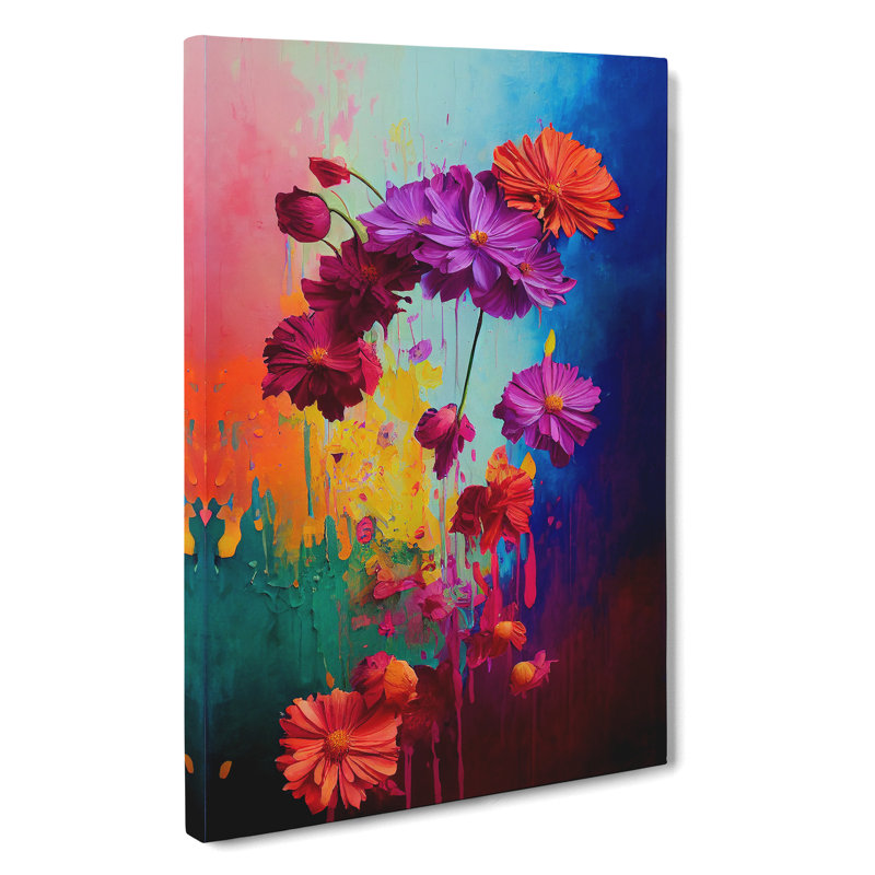 Paint Drips Flowers No.4 Abstract - Wrapped Canvas Print, 50cm H x 35cm W x 3cm D