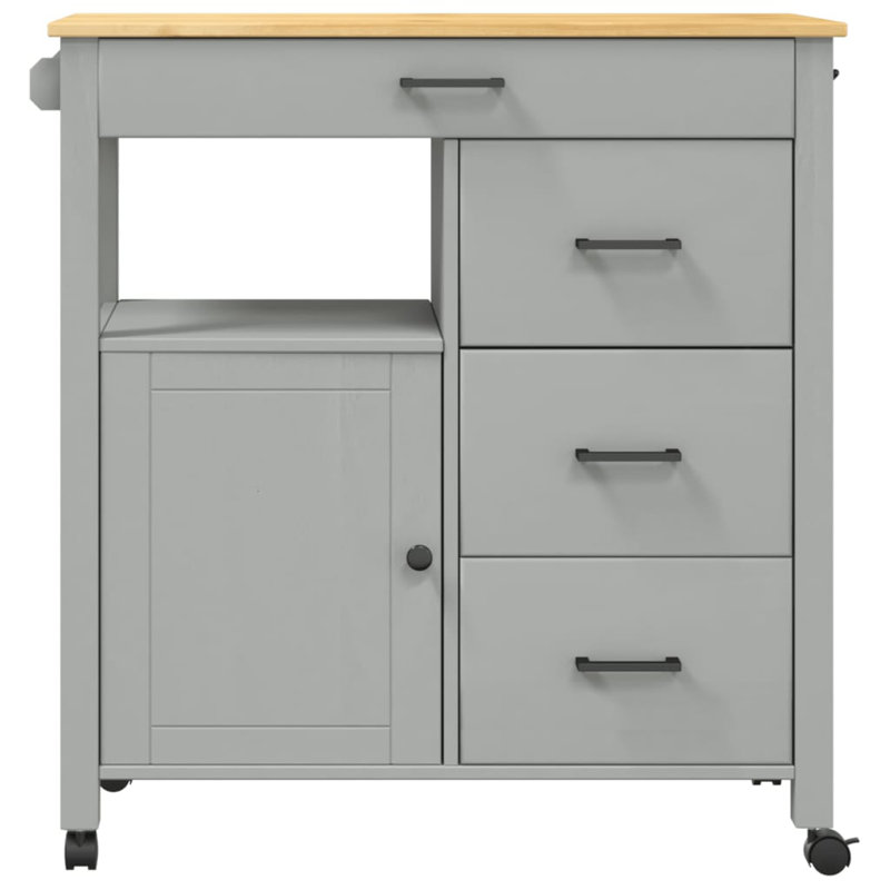 Solid Wood Bar Cart, Grey