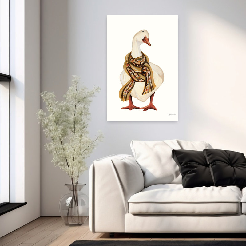 Oie avec écharpe, art animalier contemporain, H 36 po x l 24 po