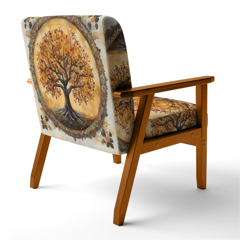 Chaise rembourrée Tree Of Life - Chaise avec accoudoirs Tree of Life Mandala, Brown Square Arms