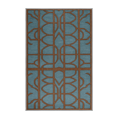 Machine Washable Trellis Green Area Rug