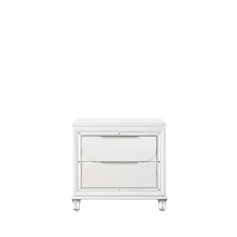 Élégante table de chevet blanche avec construction et rangement de style contemporain élégant