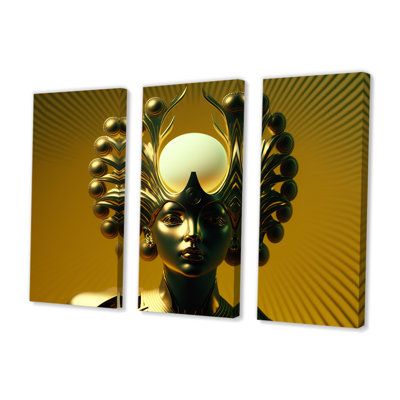 Golden Consciousness Rising II - 3 pièces sur toile