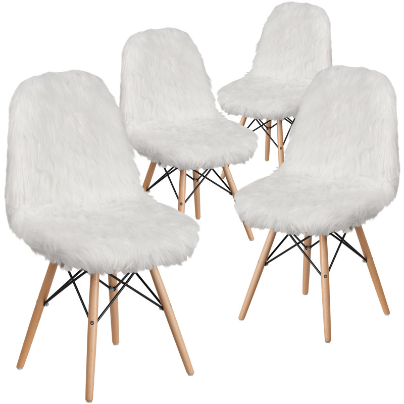 Shaggy Dog Accent Chair - Dorm Chair, White