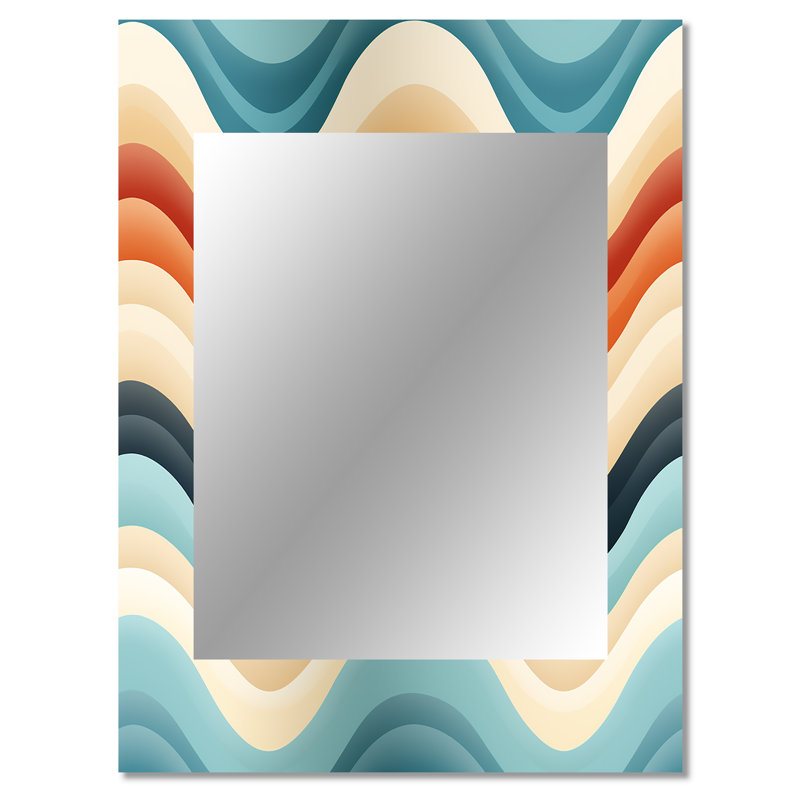 Beige And Blue Coastal Chevron Serenity - chevron  Mirror, Chevron Unique Wall Mirror, Printed Metal Art, 40" x 30"