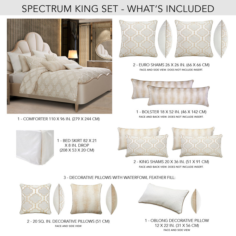 Spectrum Comforter Set - Pearl, King Comforter + 9 Additional Pieces