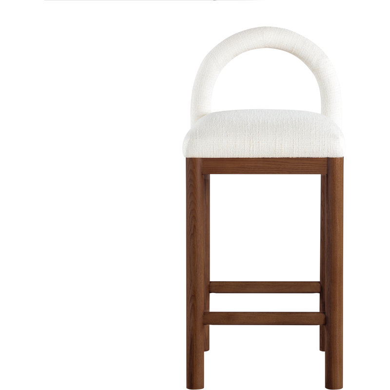 Conrad Letcher Linen Textured Fabric Counter Stool, Cream Fabric Seat/Brown Frame