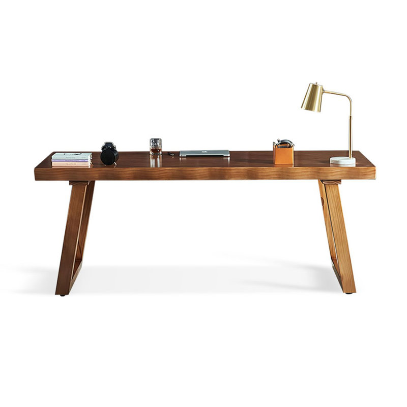 Bureau d'écriture rectangulaire en bois massif brun noisette, H 30,71 po x l 70,87 po x P 31,5 po