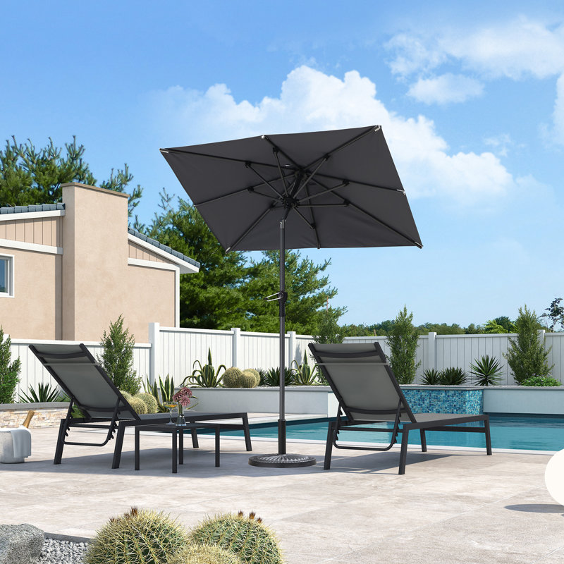 122cm X 182cm Rectangular Market Parasol, Light Grey