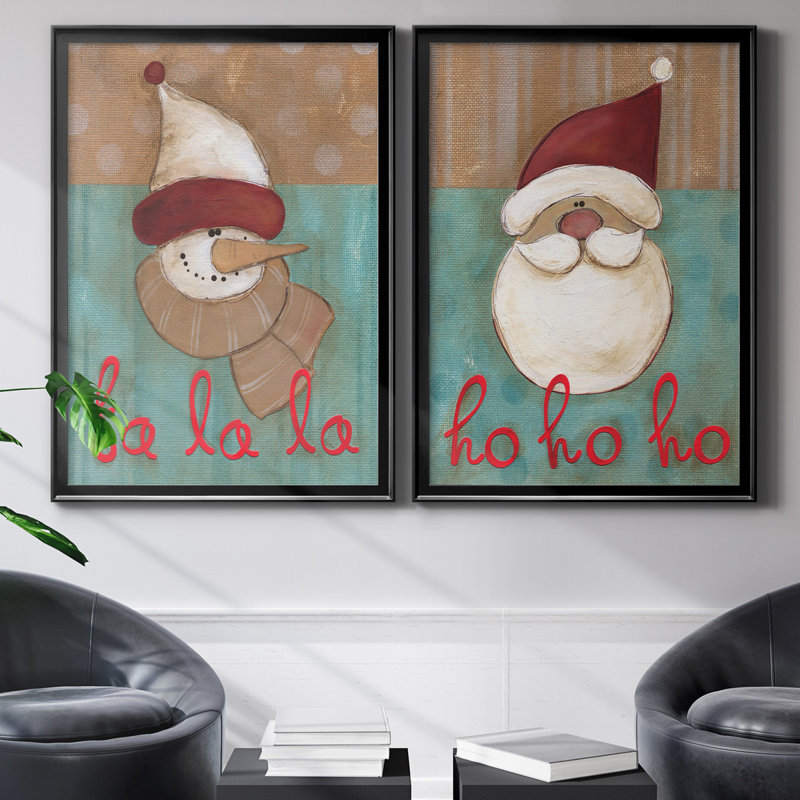 " FaLaLa With Strip Dot " 2 - Pieces, 22.5" H x 61" W x 3" D, Black Framed Canvas, No Mat
