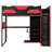 Full Size Wood Loft Bed with Desk, Multi-storage Shelves,USB and RGB Light, Red-1768575321