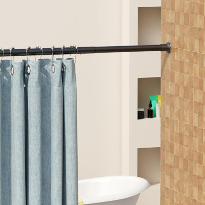 Tringle à rideau réglable à tension - Tringle de douche robuste antirouille sans perçage avec conception antidérapante pour placard de fenêtre de salle de bain et paravent